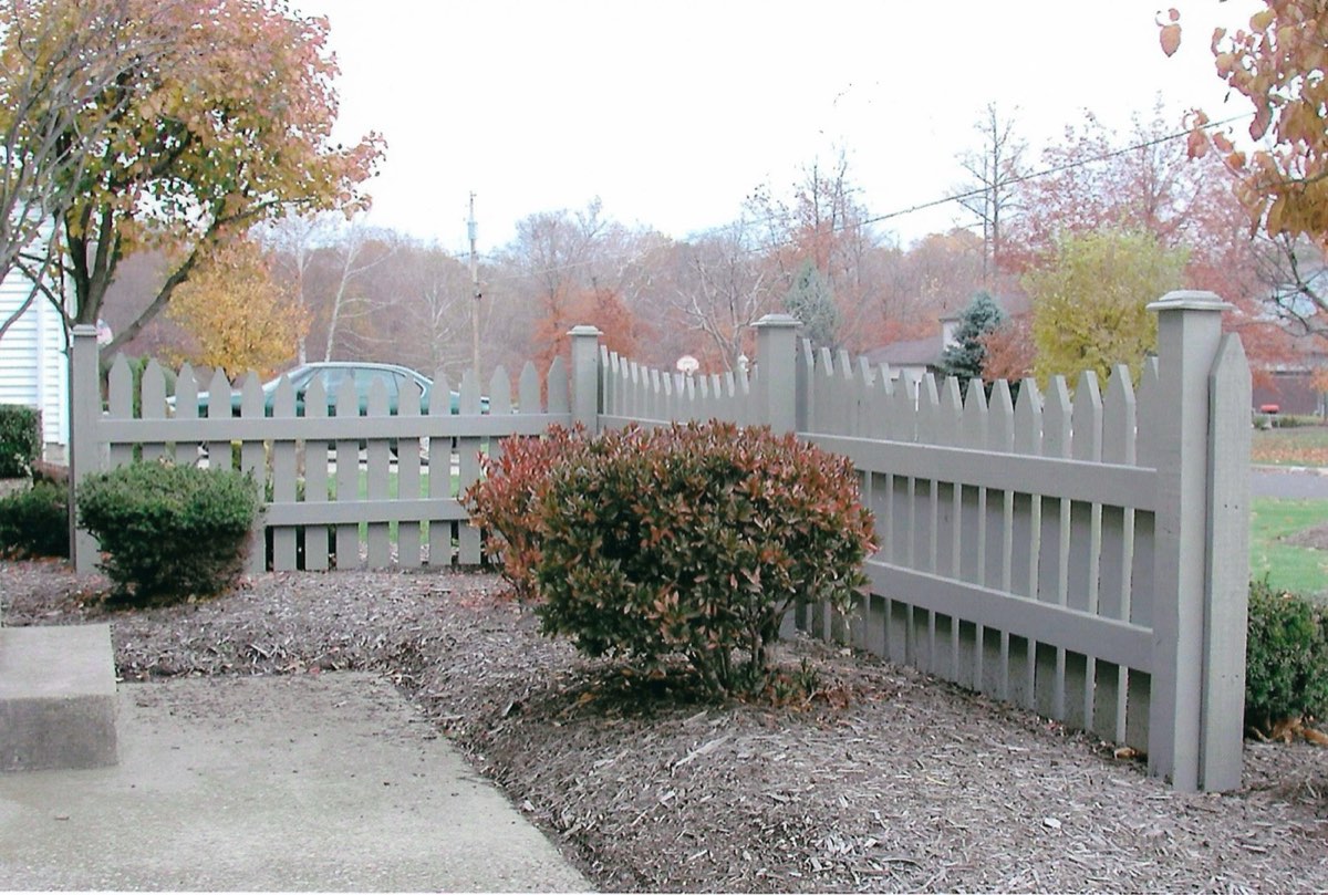 Wood picket fence